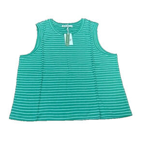 Marine Layer Lydia Textured Striped Tank Top Sleeveless Jade Sheen Small NWT